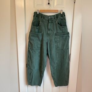 Free People XL Olive barrel Jeans with extra large pockets